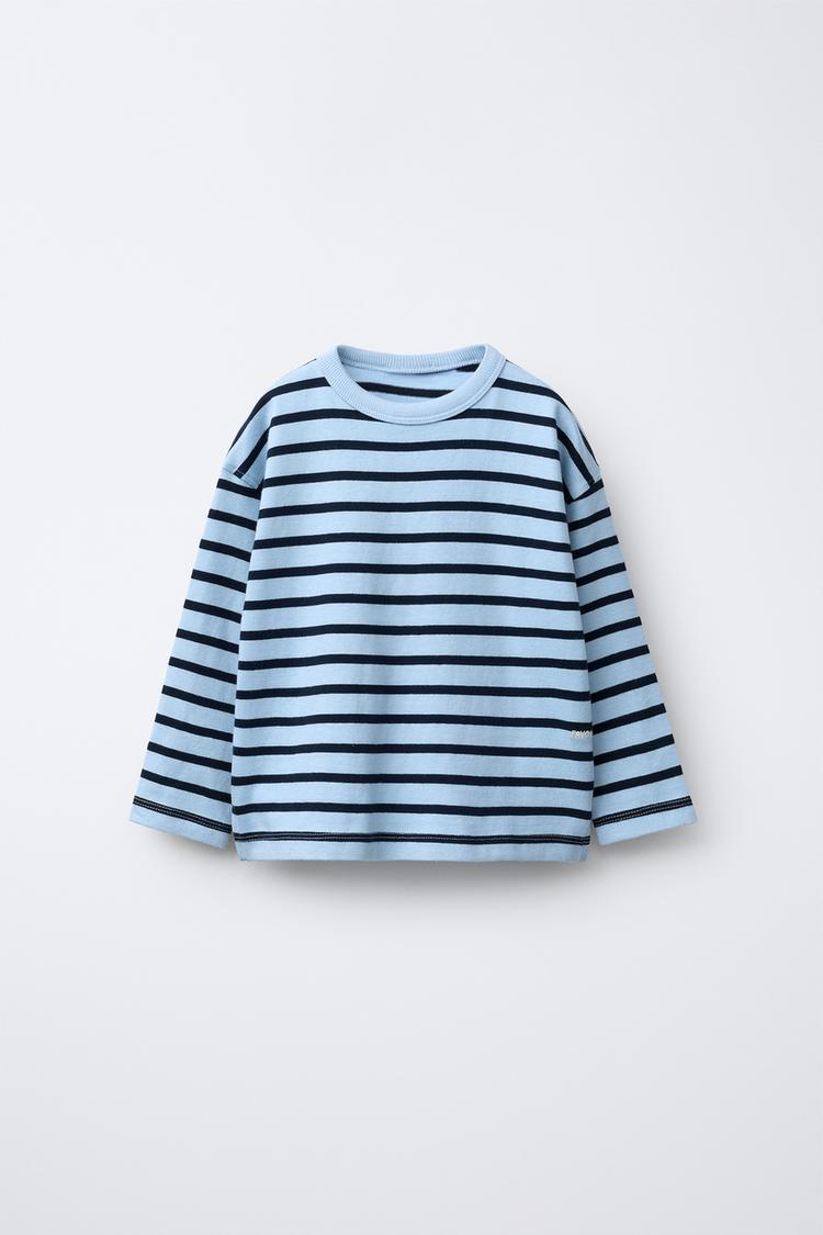 EMBROIDERED TEXT STRIPED T-SHIRT - Zara product image