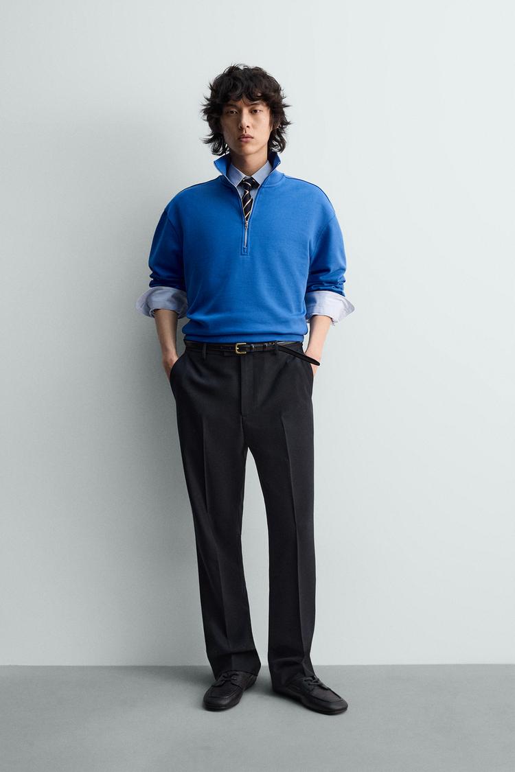 REGULAR FIT QUARTER-ZIP SWEATSHIRT - Zara product image