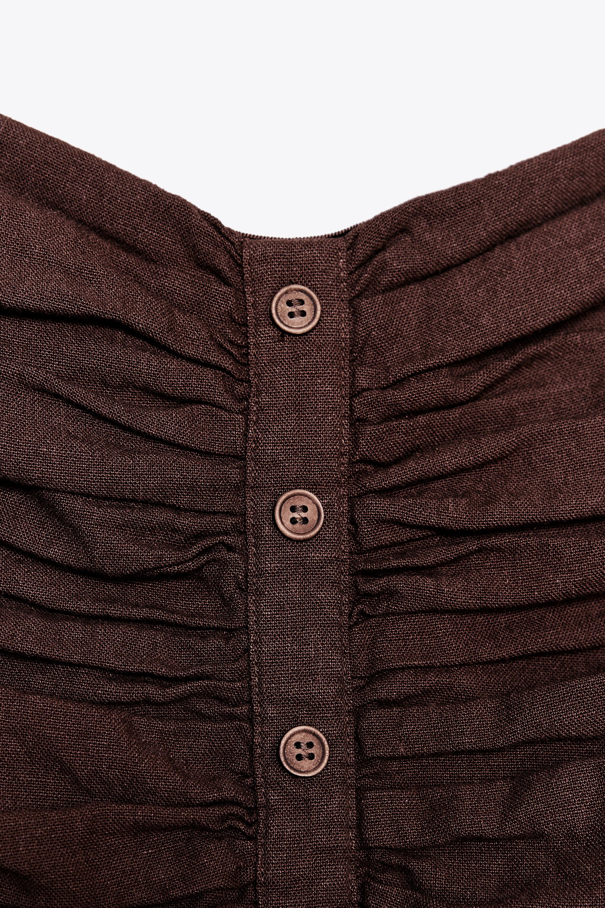 LINEN RUCHED BUSTIER TOP