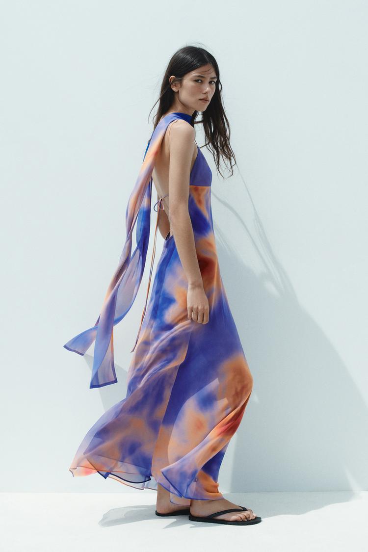 FOULARD PRINT LONG DRESS - Zara product image