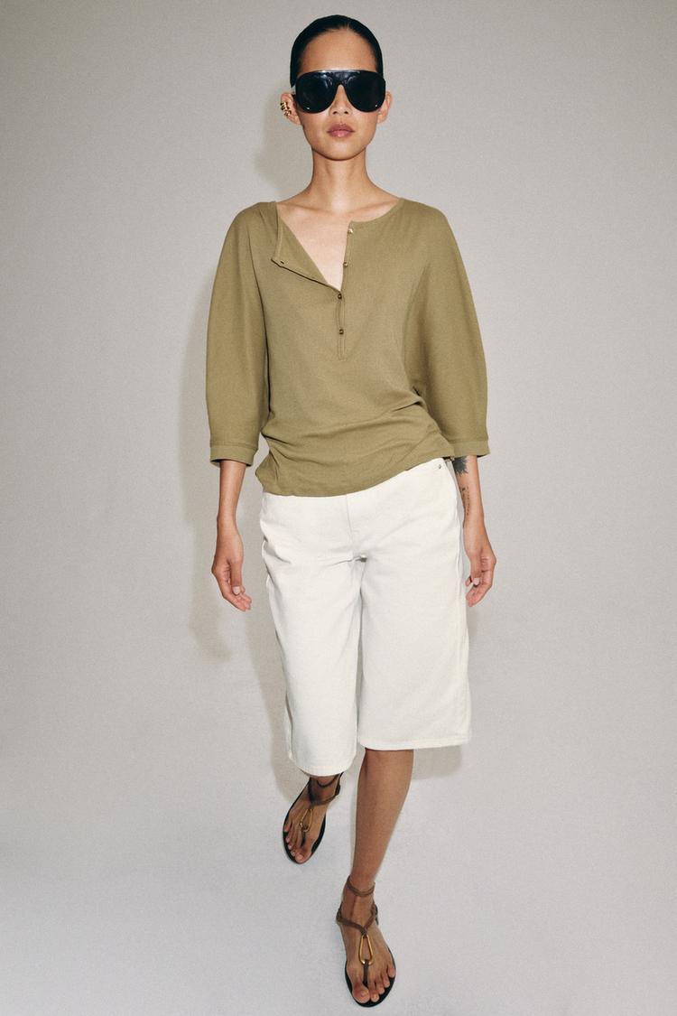 ZW COLLECTION MID-RISE DENIM SHORTS - Zara product image