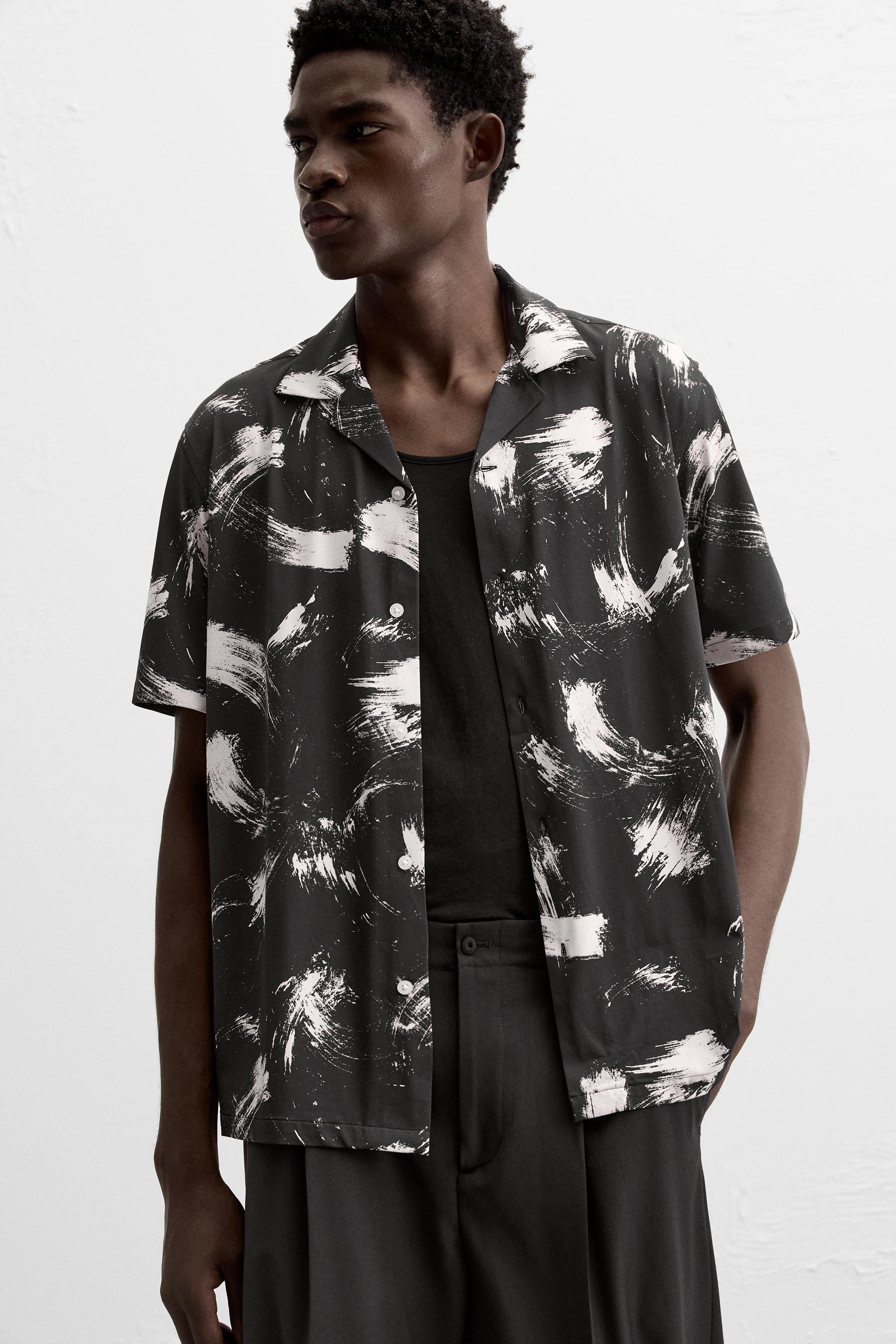 ABSTRACT PRINT STRETCH SHIRT