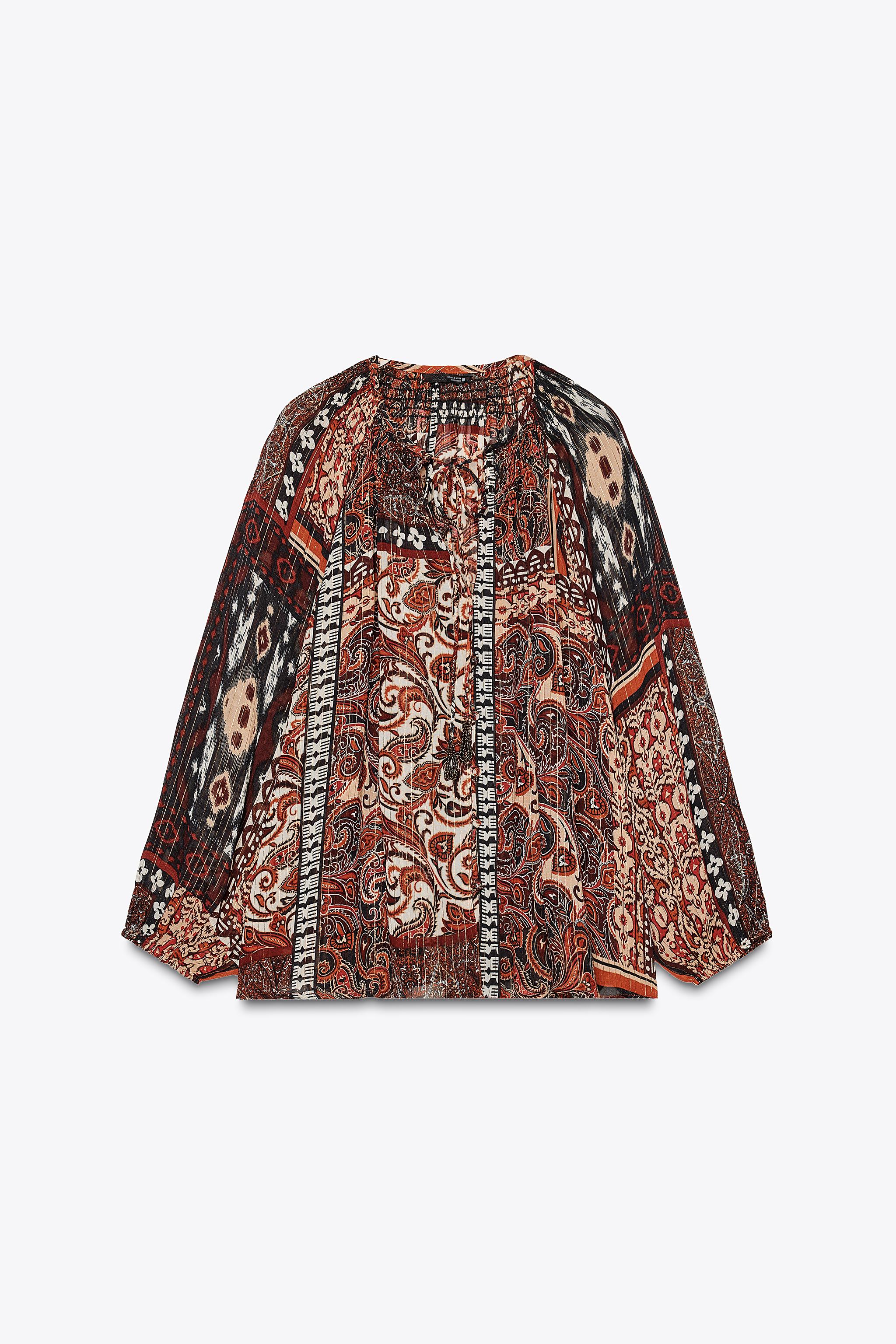 BLOUSE IMPRIMÉE FIL MÉTALLISÉ