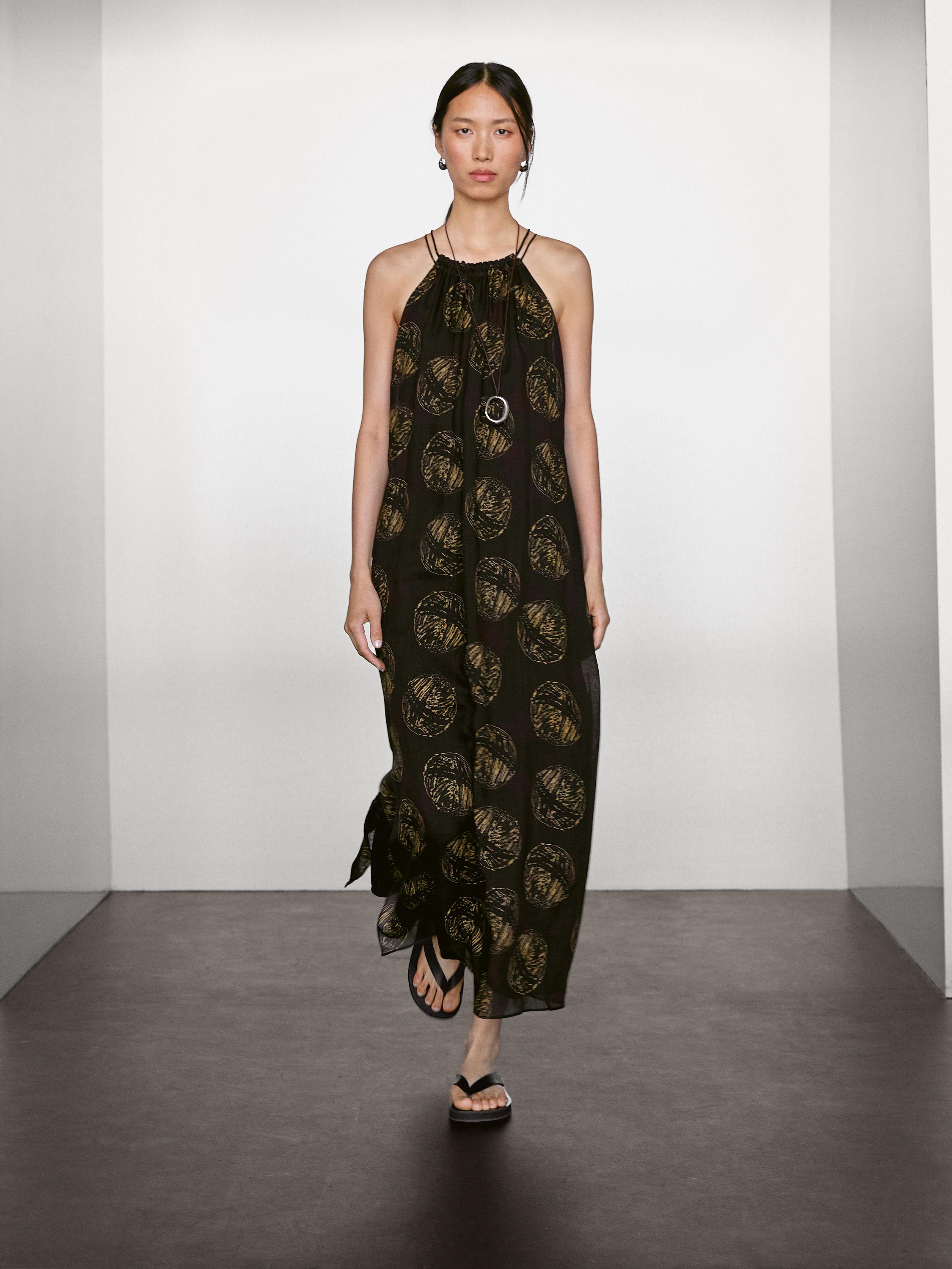 Robe longue imprimée ramie