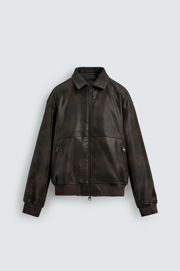 EMBOSSED FAUX LEATHER BOMBER JACKET FORD © - Zara product image
