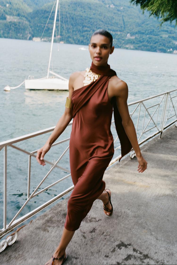 ASYMMETRIC SCARF MIDI DRESS - Zara product image