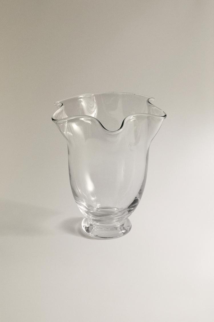 WAVY TRANSPARENT GLASS VASE - Zara product image