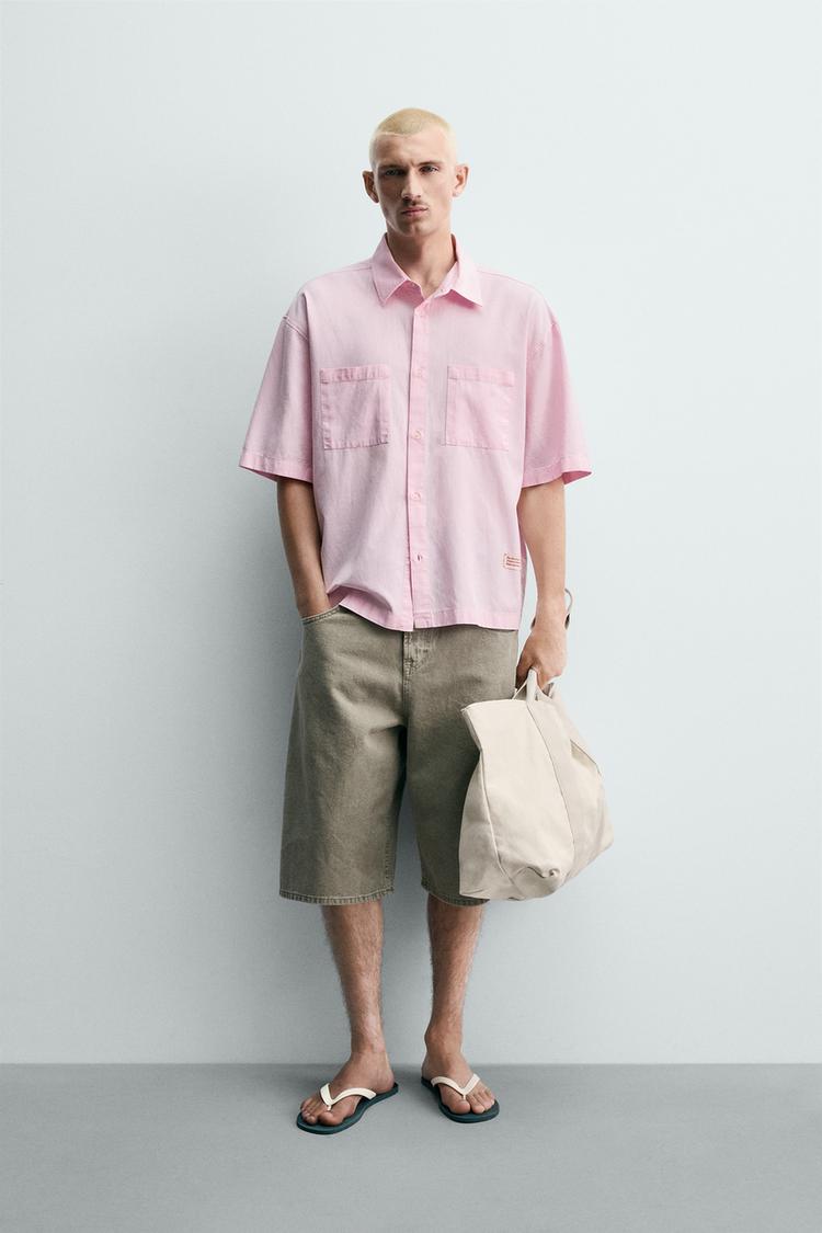 TEXT PRINT BOXY FIT SHIRT