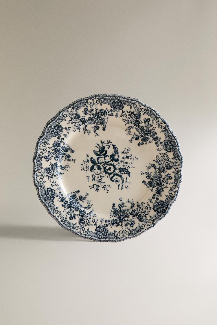 FLORAL EARTHENWARE DINNER PLATE - Zara product image