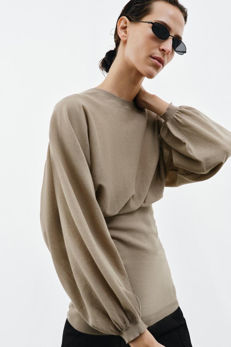 BALLOON SLEEVE TOP WITH FITTED HEM - Zara product image