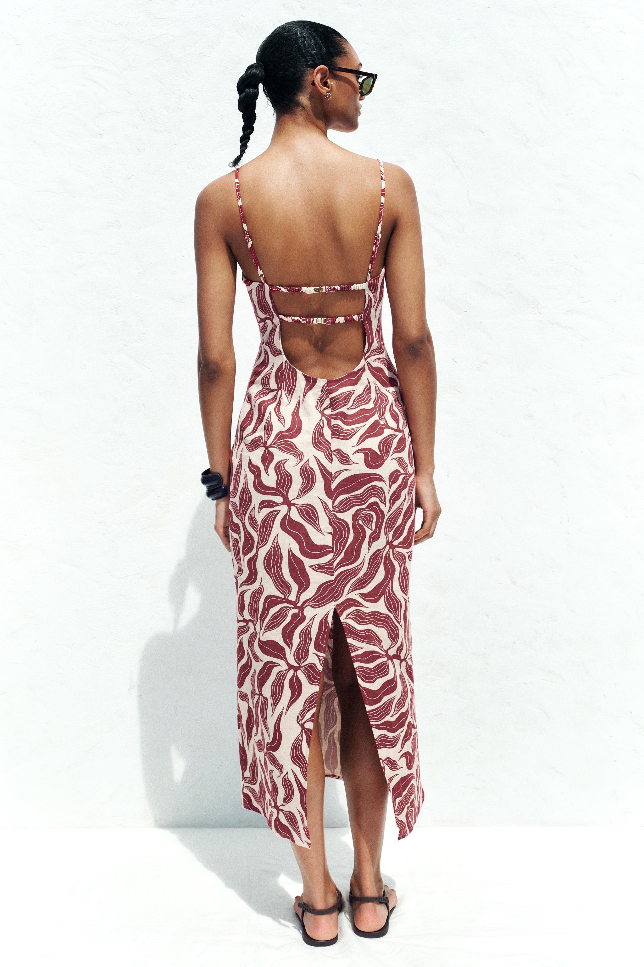 ROBE MIDI RUSTIQUE IMPRIMÉE AVEC LIN