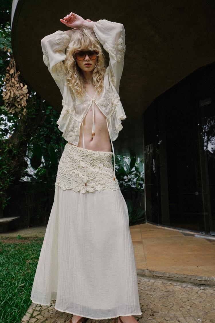 CROCHET COMBINATION MIDI SKIRT - Zara product image