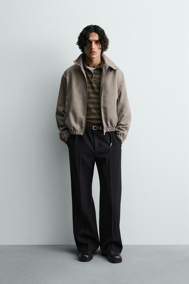 HERRINGBONE TEXTURED CROPPED FIT JACKET - Zara product image