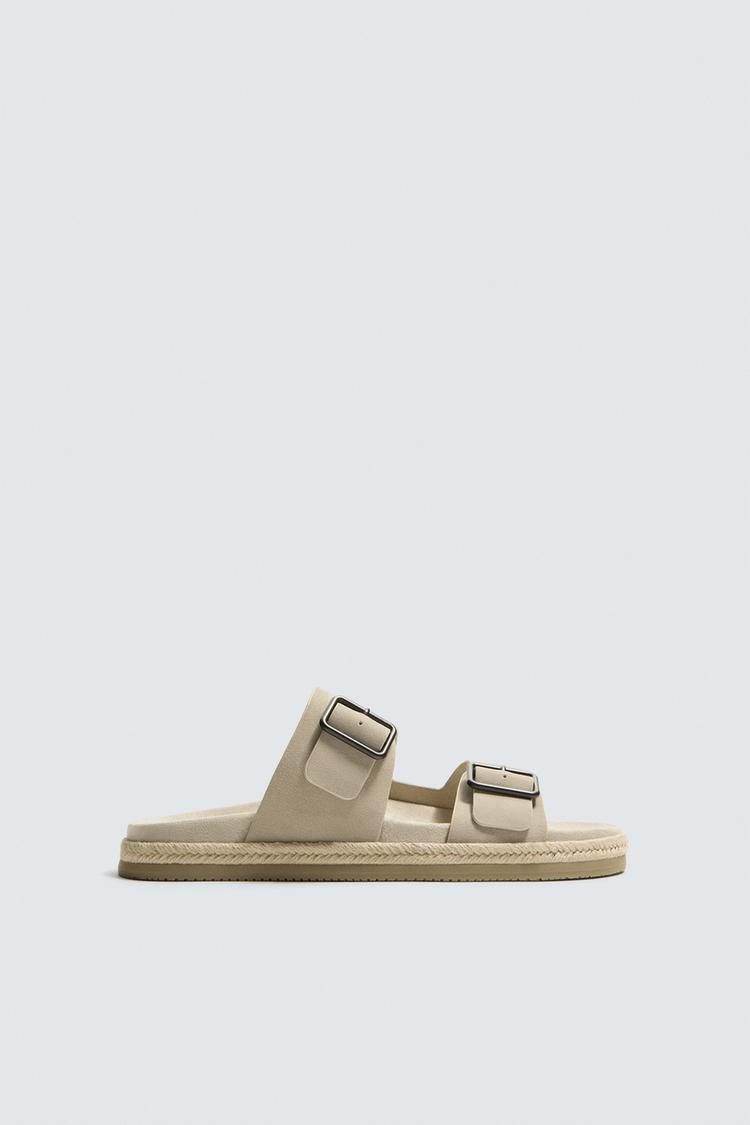 DOUBLE STRAP LEATHER SANDALS - Zara product image