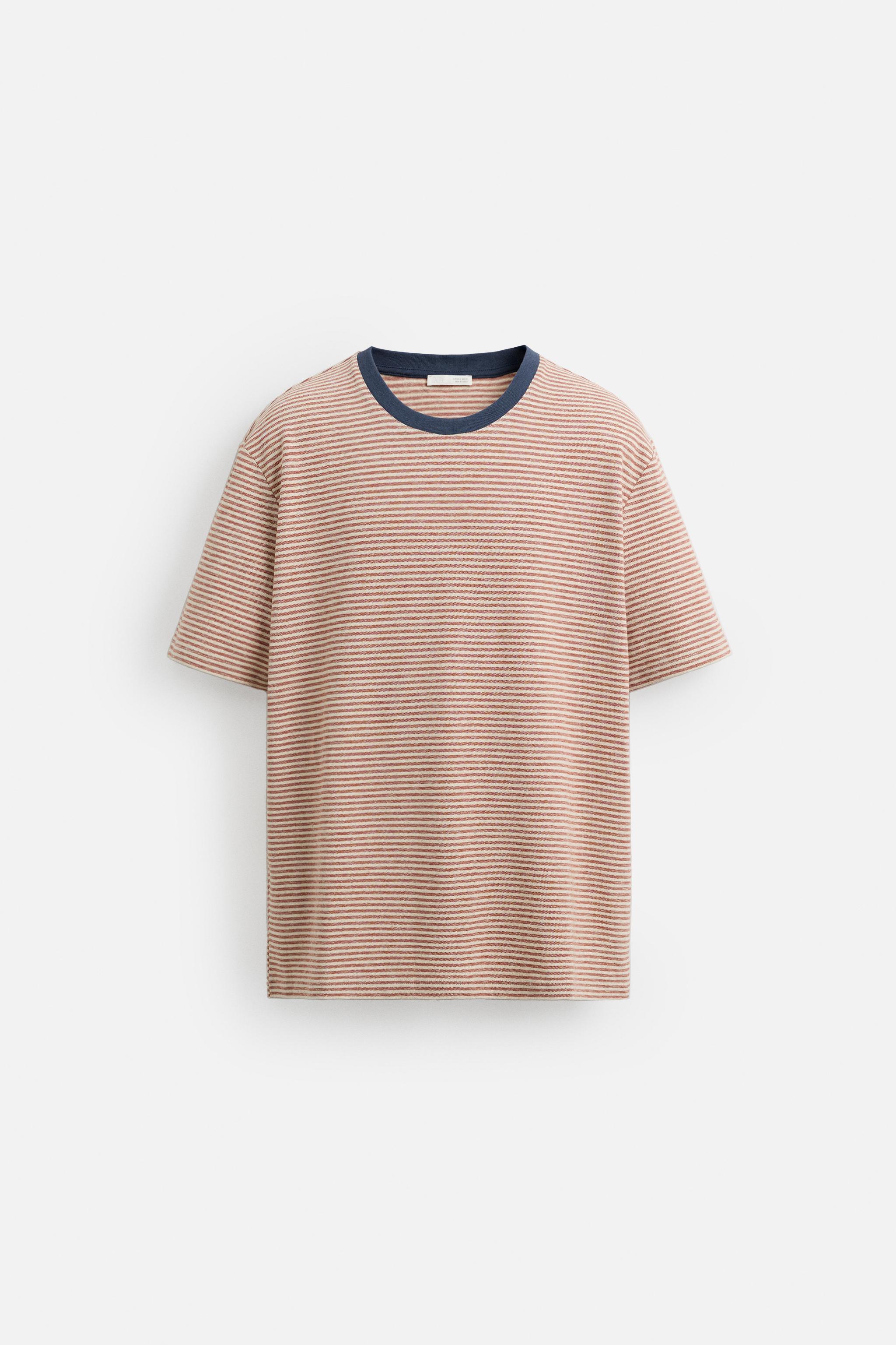 T-SHIRT À RAYURES CÔTELÉ EN CONTRASTE