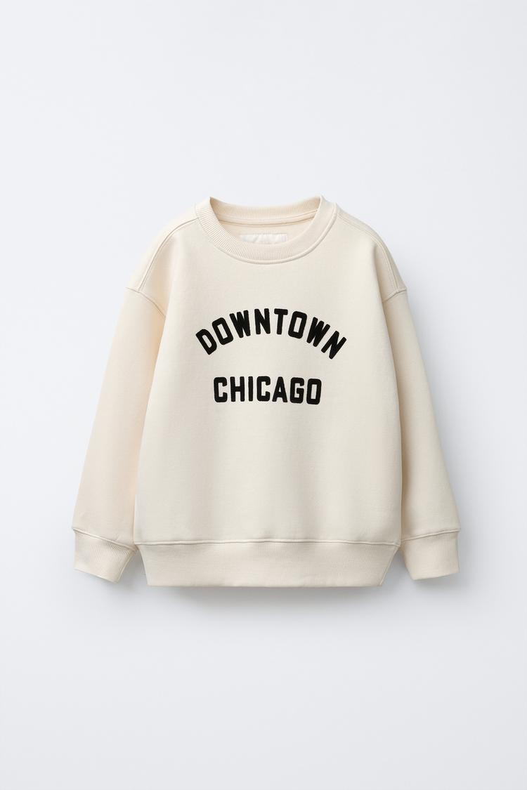 FLOCKED TEXT SWEATSHIRT - Zara product image