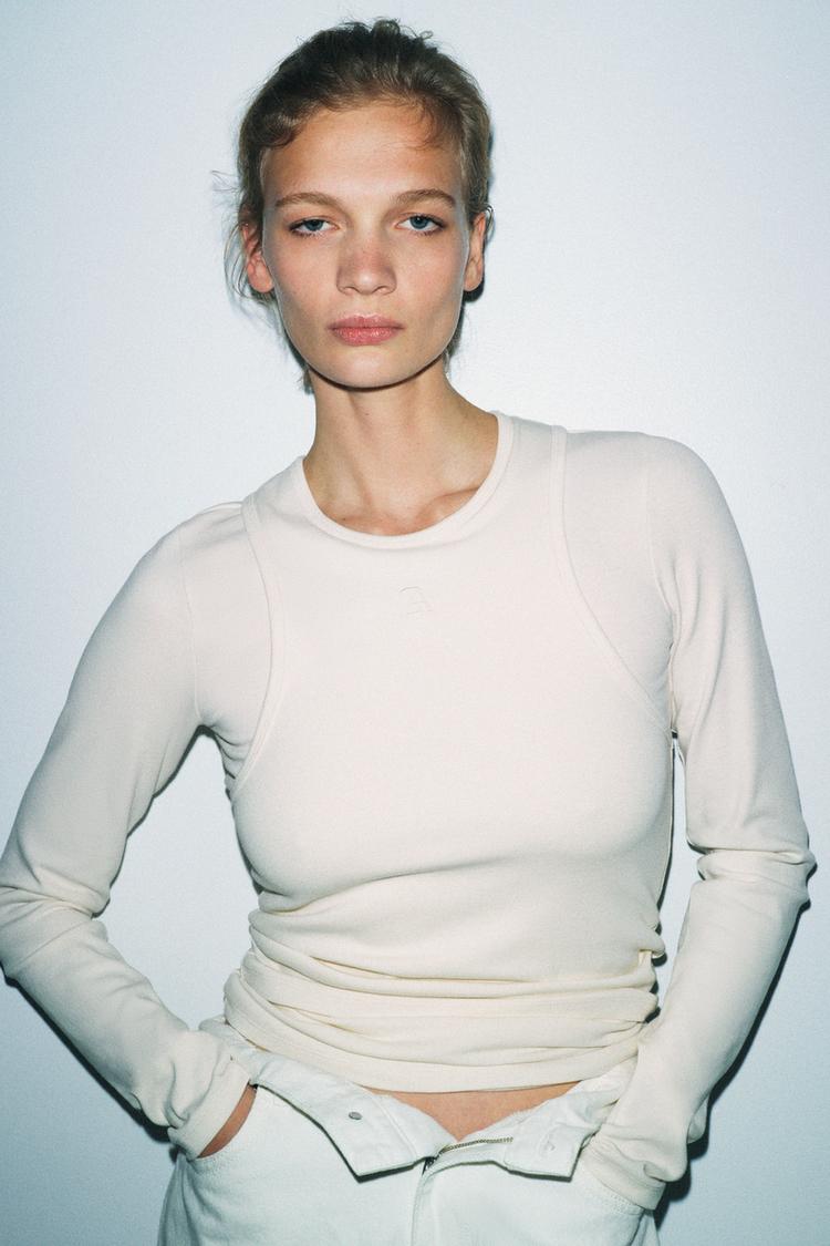 EMBROIDERED DOUBLE T-SHIRT - Zara product image