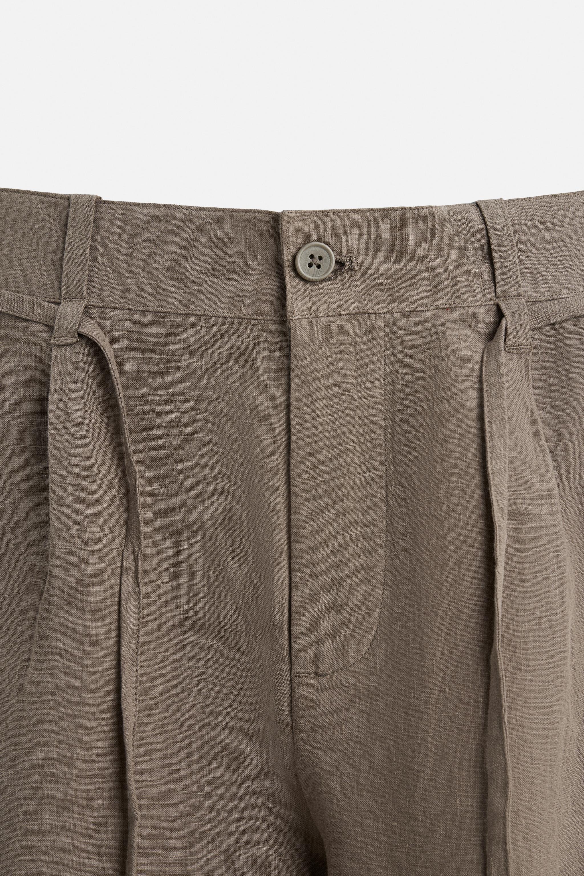 100% LINEN BELTED BERMUDA SHORTS
