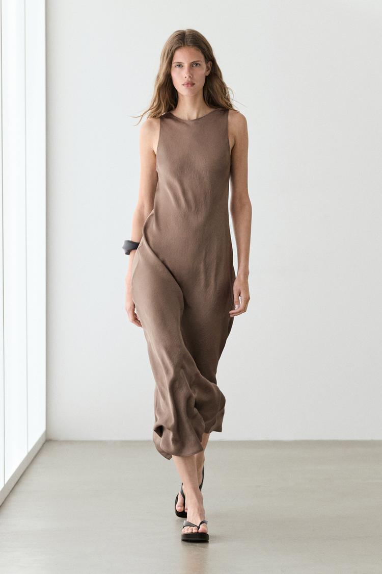 Long flowing satin dress - Zara product image