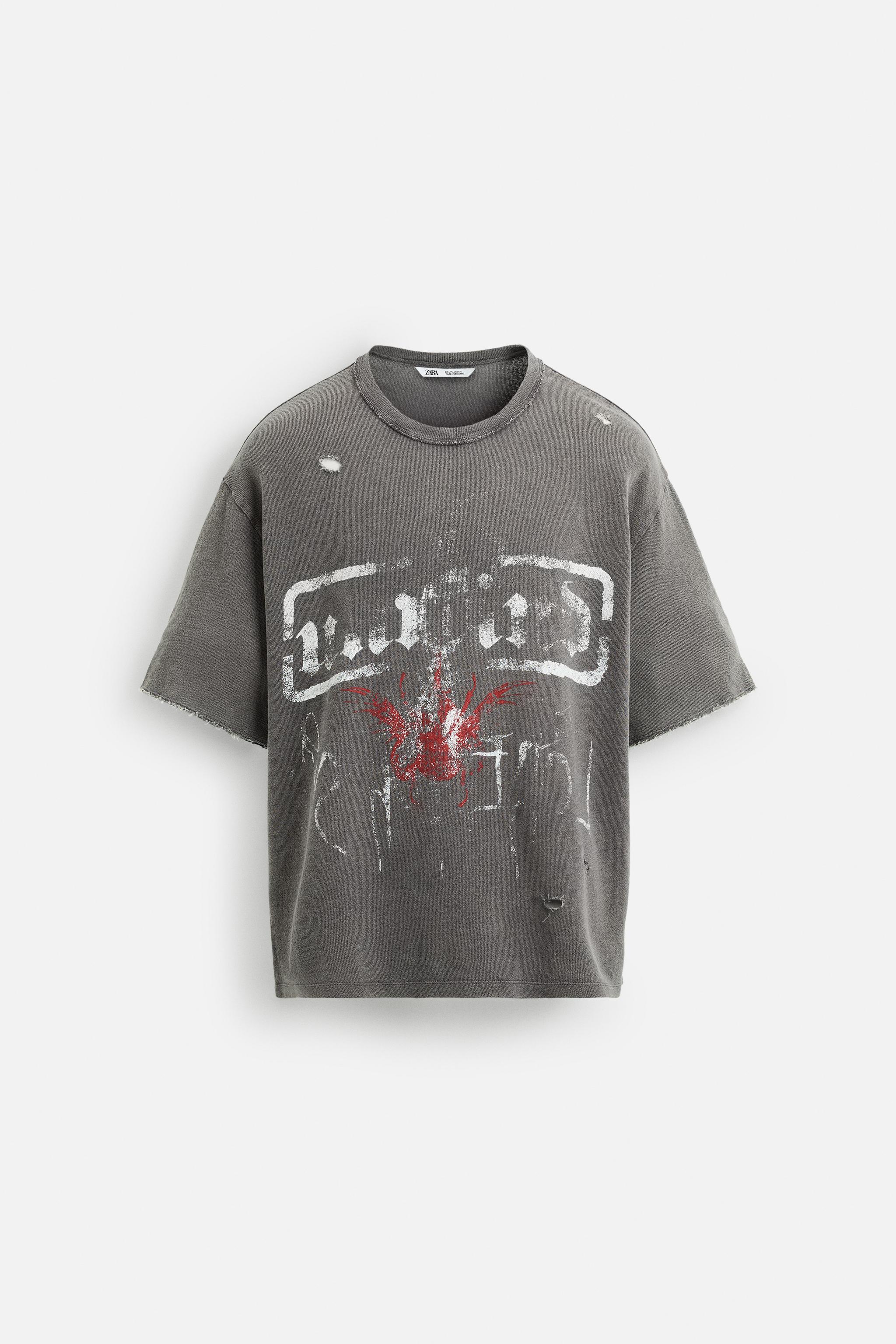 T-SHIRT EN MAILLE À IMPRIMÉ DÉLAVÉ
