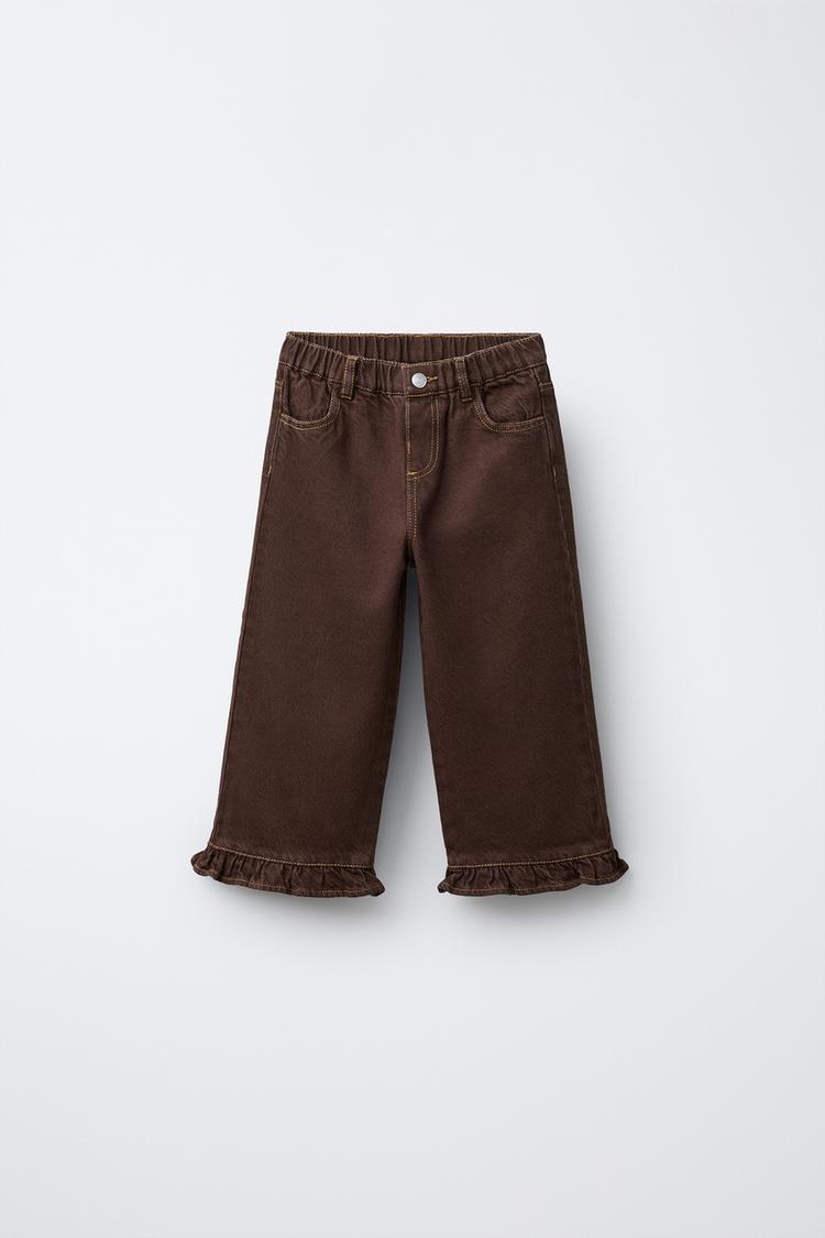 RUFFLED HEM TWILL PANTS - Zara product image