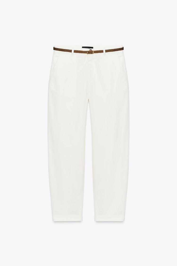 BRAIDED BELTED CHINO PANTS - Zara product image