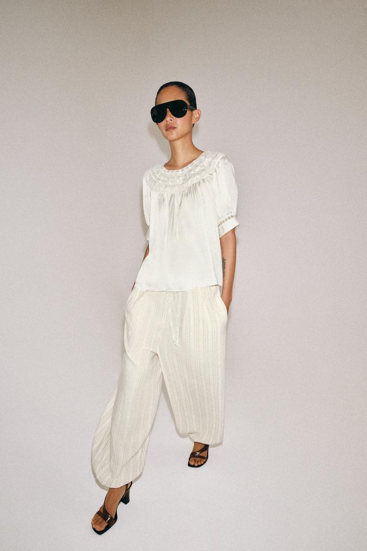 STRIPED BALLOON PANTS ZW COLLECTION - Zara product image