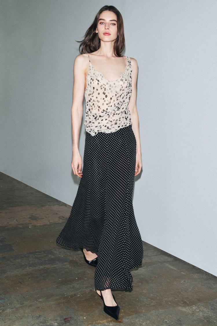 POLKA DOT LONG SKIRT ZW COLLECTION - Zara product image
