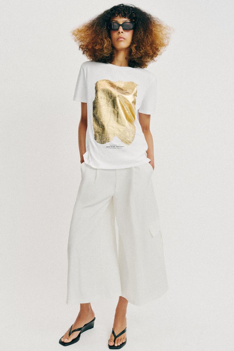 METALLIC SHORT SLEEVE T-SHIRT - Zara product image