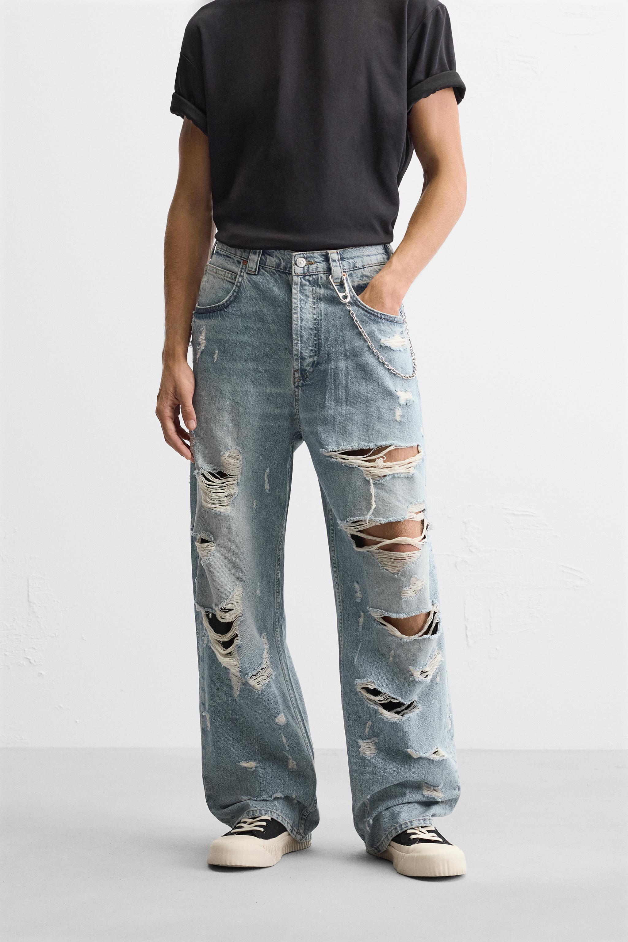 パンツ ZARA EXTREME RIPPED FADED JEANS Zara RIPPED EXTREME WASHED JEANS | Square One