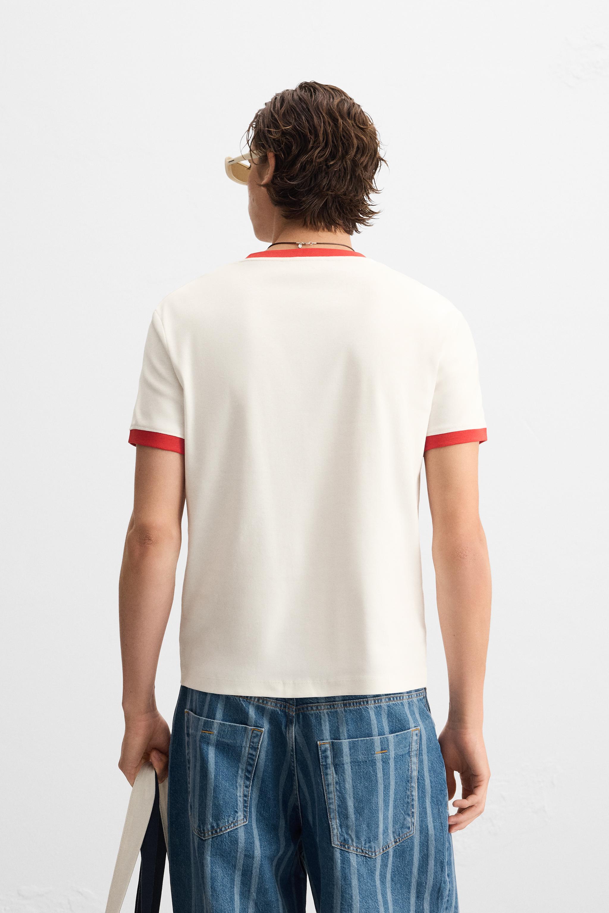 TEXT CONTRAST RIB T-SHIRT