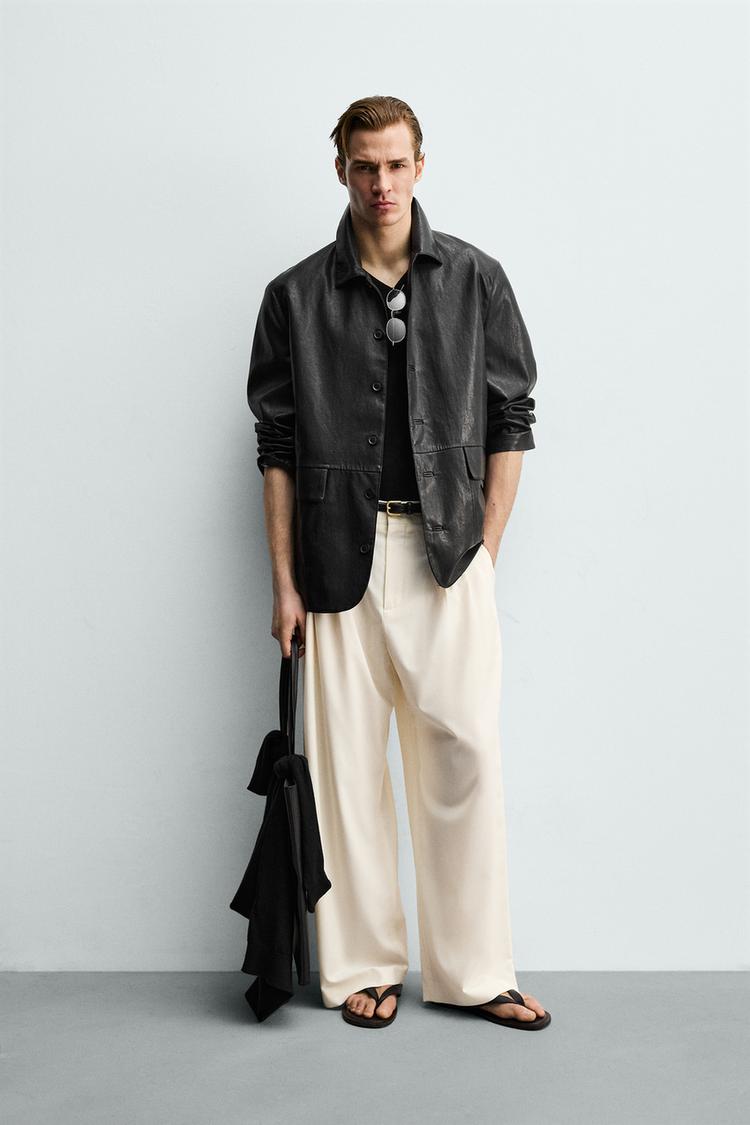 FAUX LEATHER RELAXED FIT OVERSHIRT - Zara product image