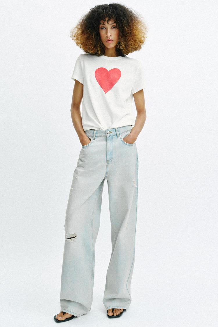 SHORT SLEEVE HEART T-SHIRT - Zara product image