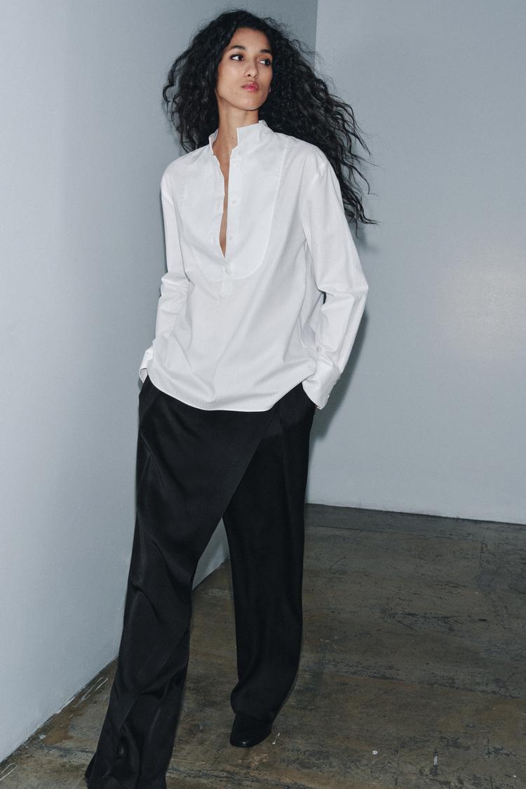 ZW COLLECTION BIB-FRONT POPLIN SHIRT