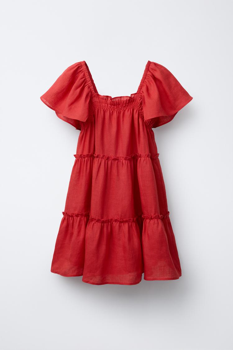 100% LINEN RUFFLED DRESS