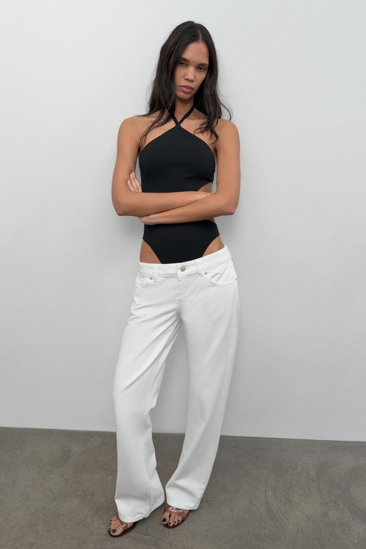 STRETCH KNIT HALTER CUT-OUT BODYSUIT - Zara product image