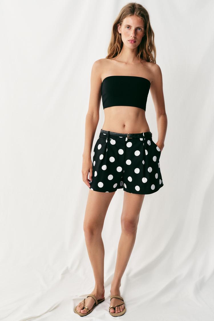 POLKA DOT BELTED PLEATED SHORTS - Zara product image
