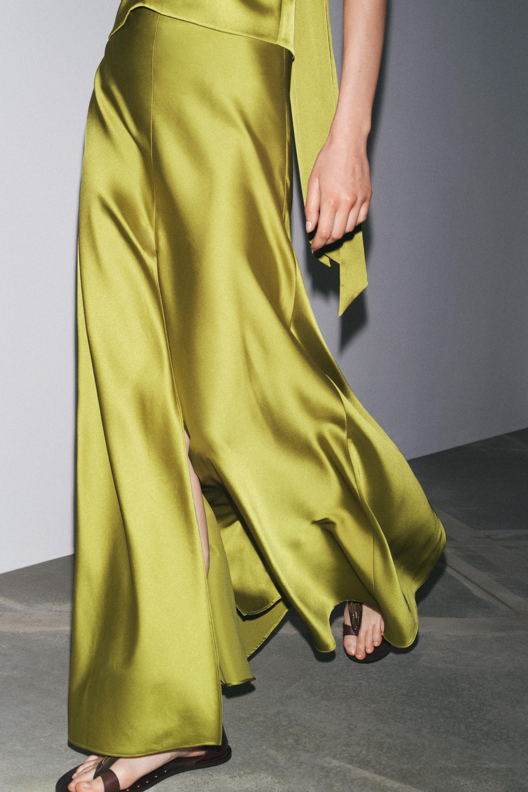 SATIN MIDI SKIRT