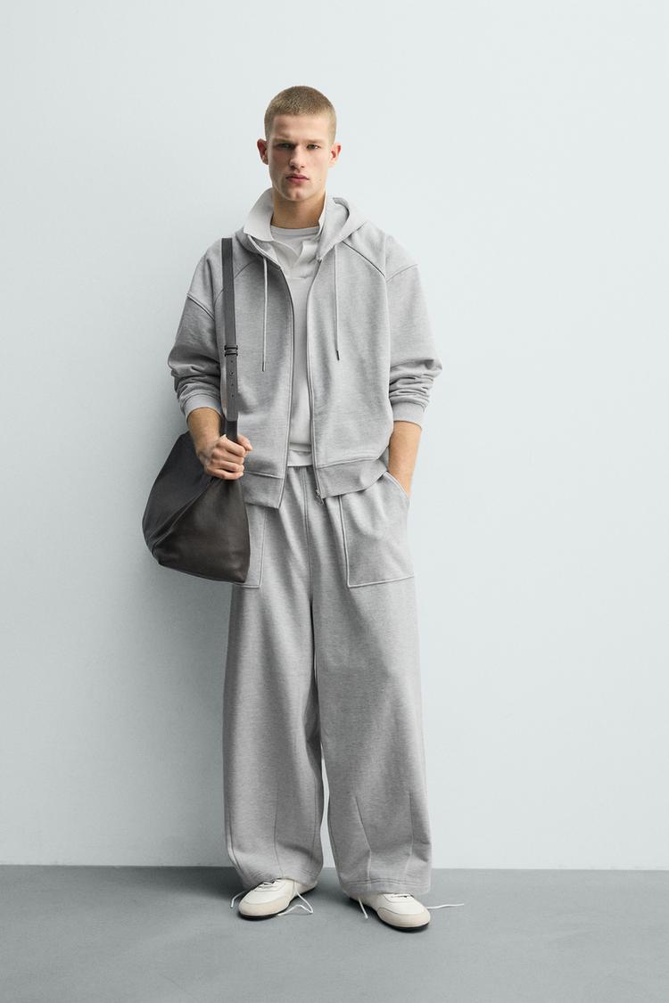 BOXY FIT ZIP HOODIE SWEATSHIRT - Zara product image