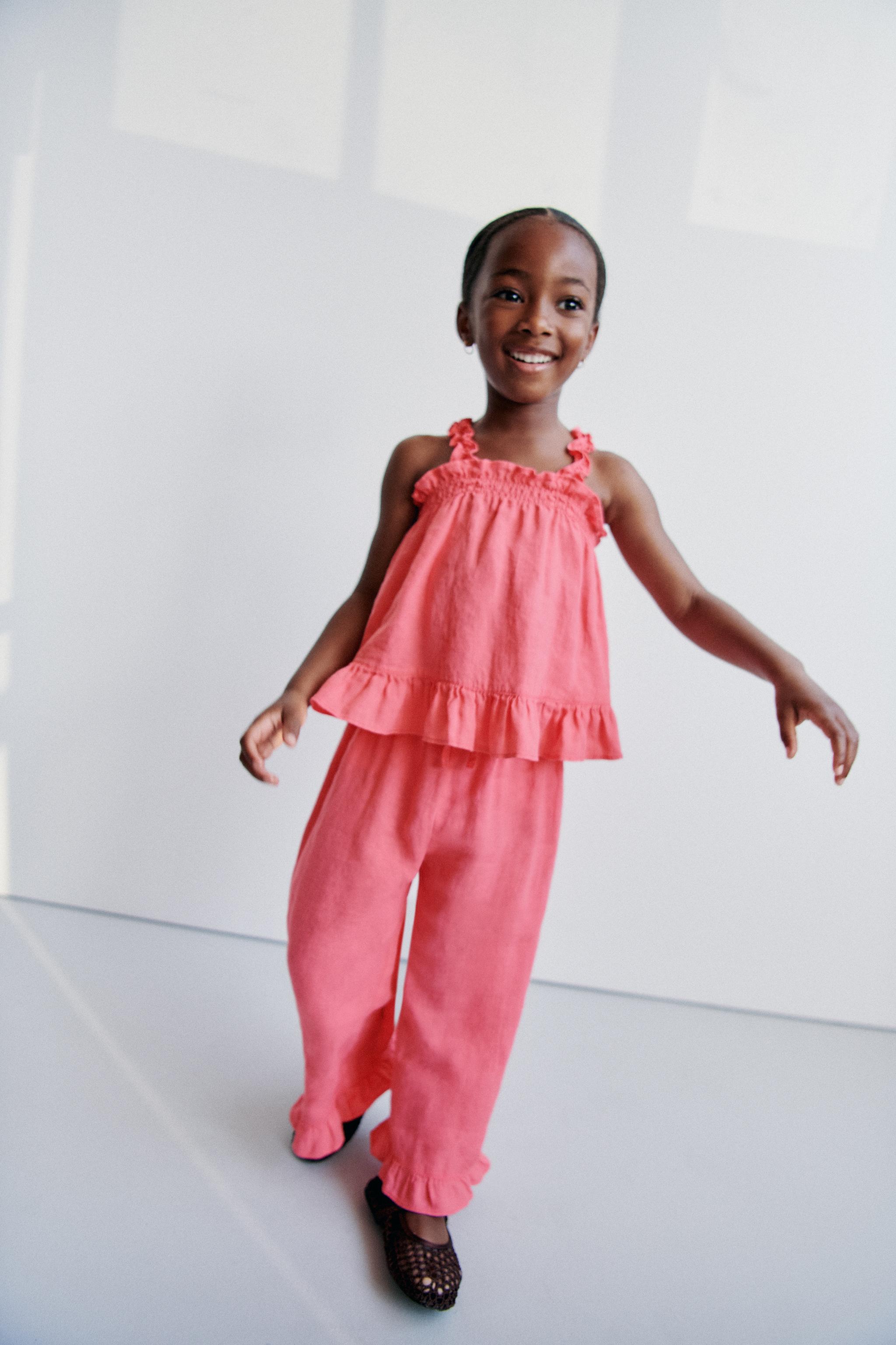 PANTALON JUPE-CULOTTE À VOLANTS 100 % LIN