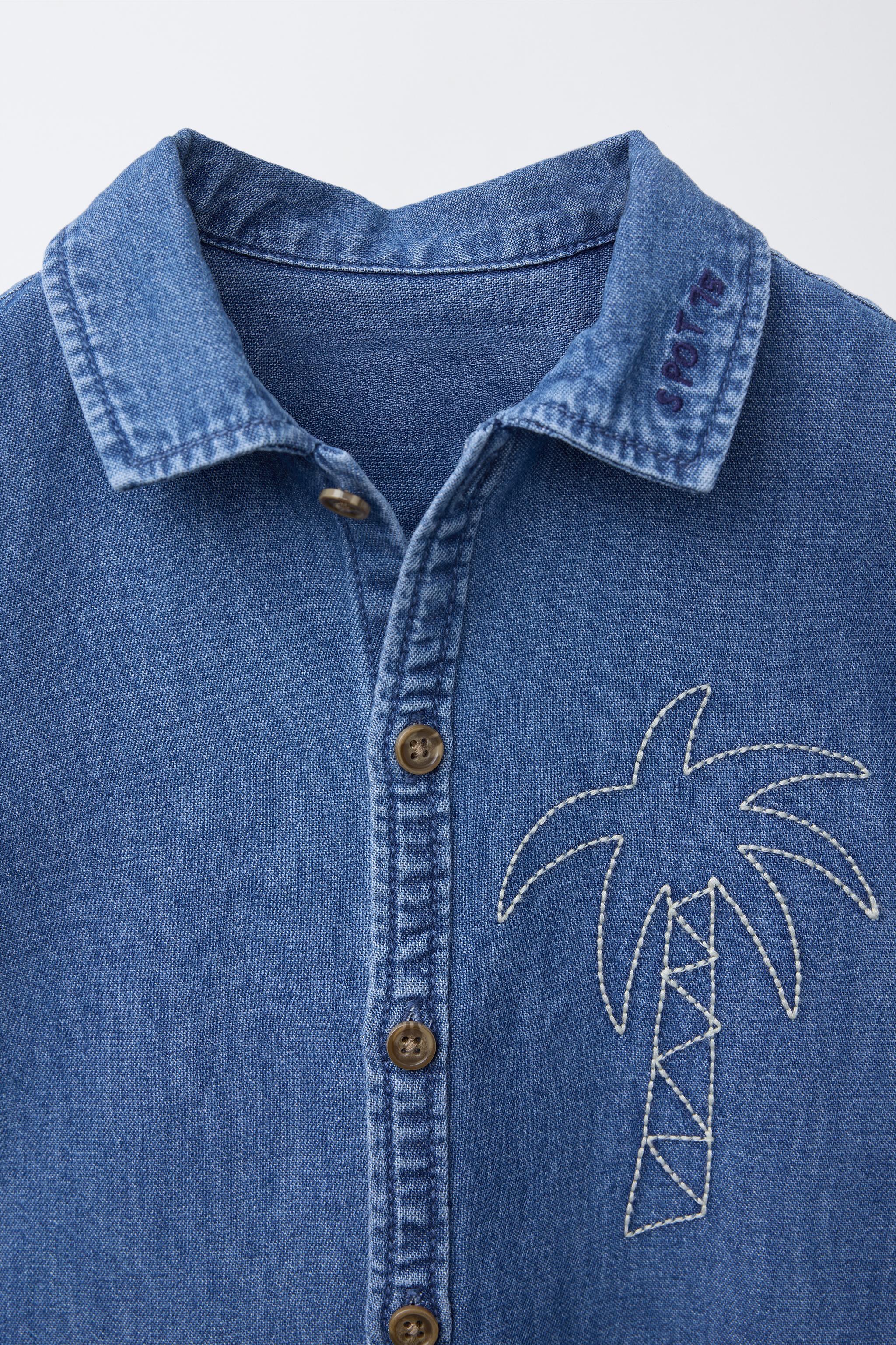CHEMISE EN DENIM PALMIERS BRODÉS