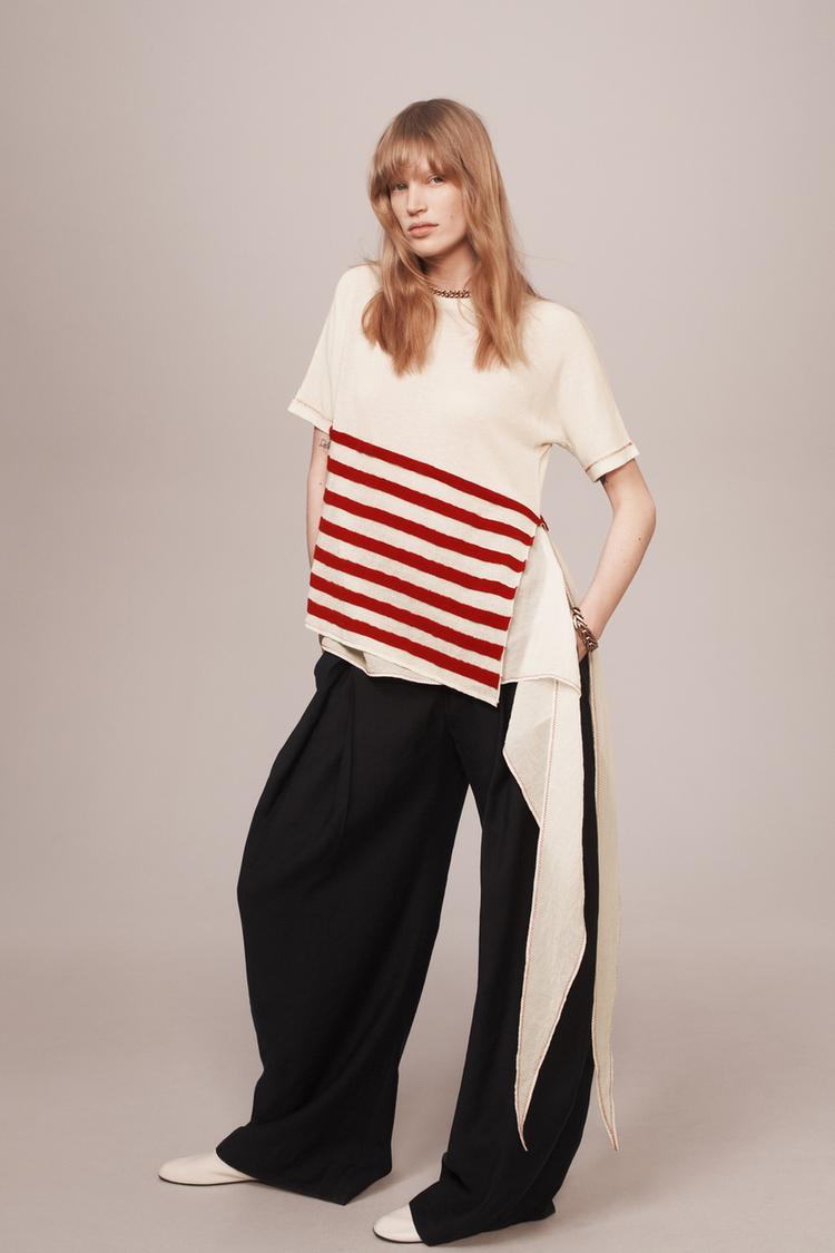 ASYMMETRIC STRIPED KNIT TOP - THE ITEM ZARA WOMAN - Zara product image