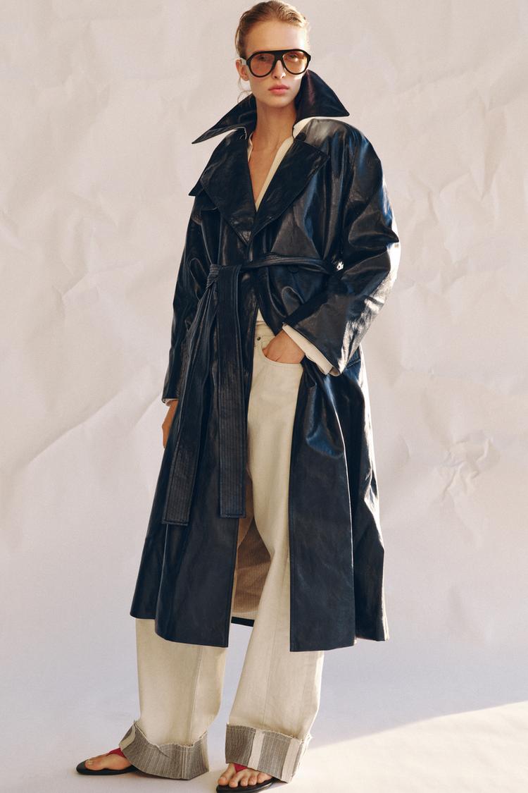 OVERSIZED FAUX LEATHER TRENCH COAT ZW COLLECTION - Zara product image