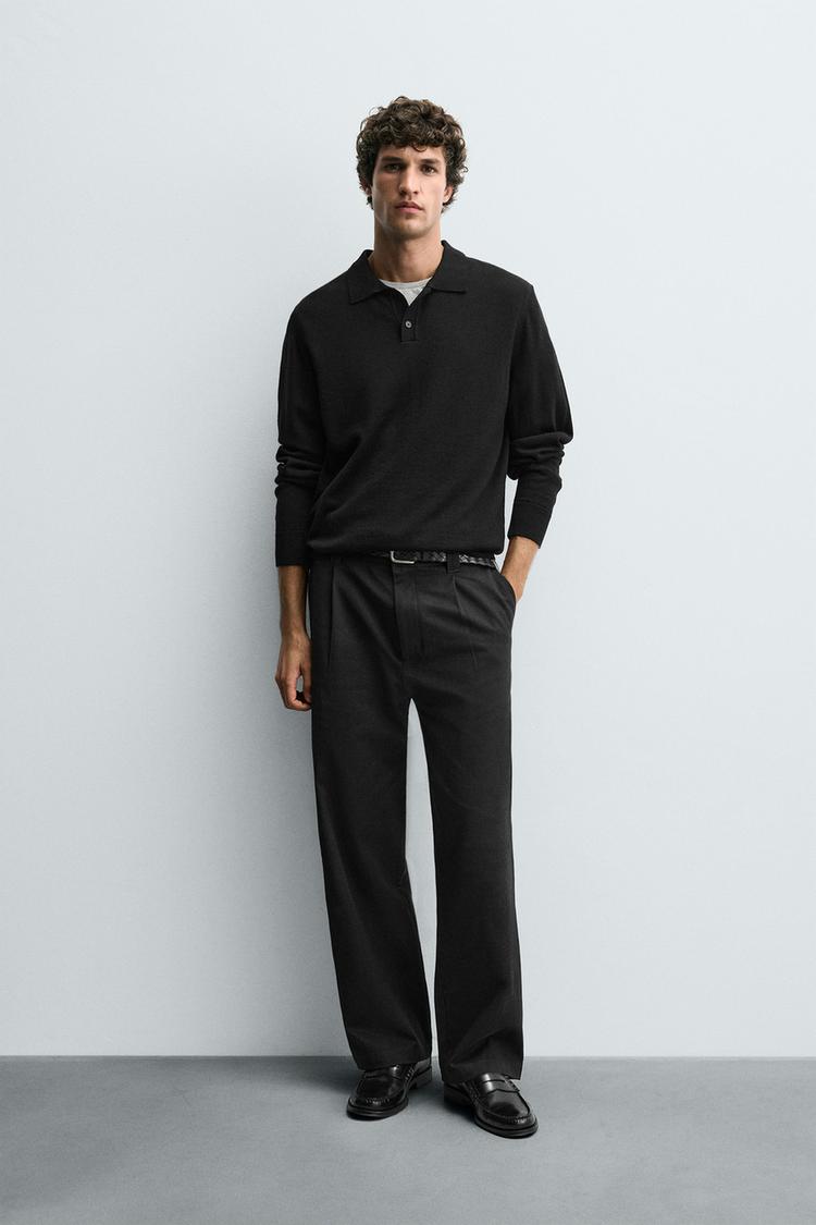COTTON - LYOCELL PLEATED PANTS