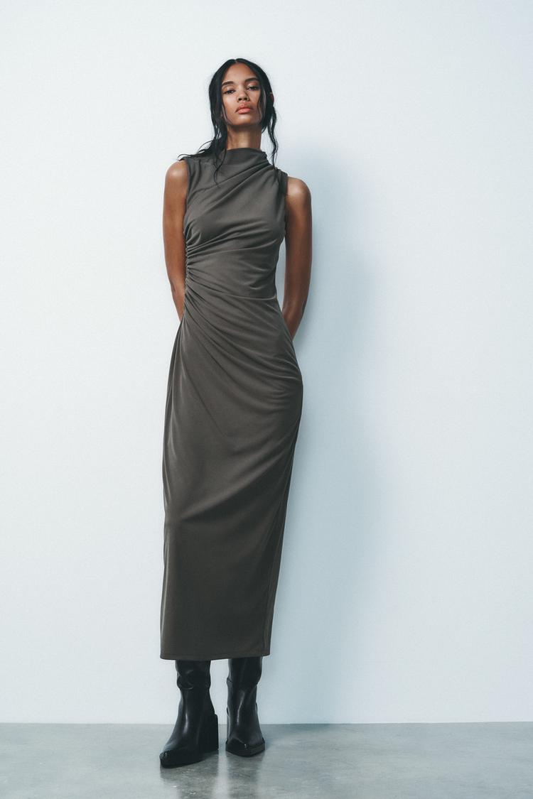 DRAPED MIDI DRESS