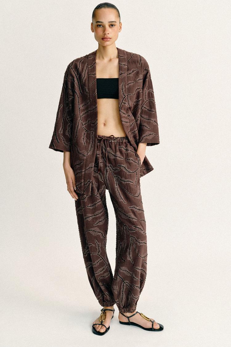 METALLIC THREAD SEQUIN BALLOON PANTS - Zara product image
