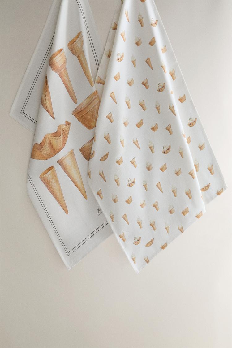 ICE CREAM KITCHEN TOWEL PACK (PACK OF 2) - Zara product image