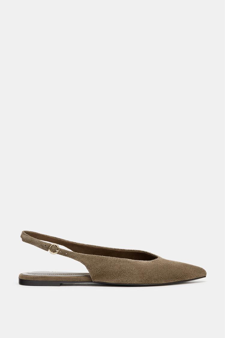 POINTED SPLIT SUEDE SHOES - Zara product image