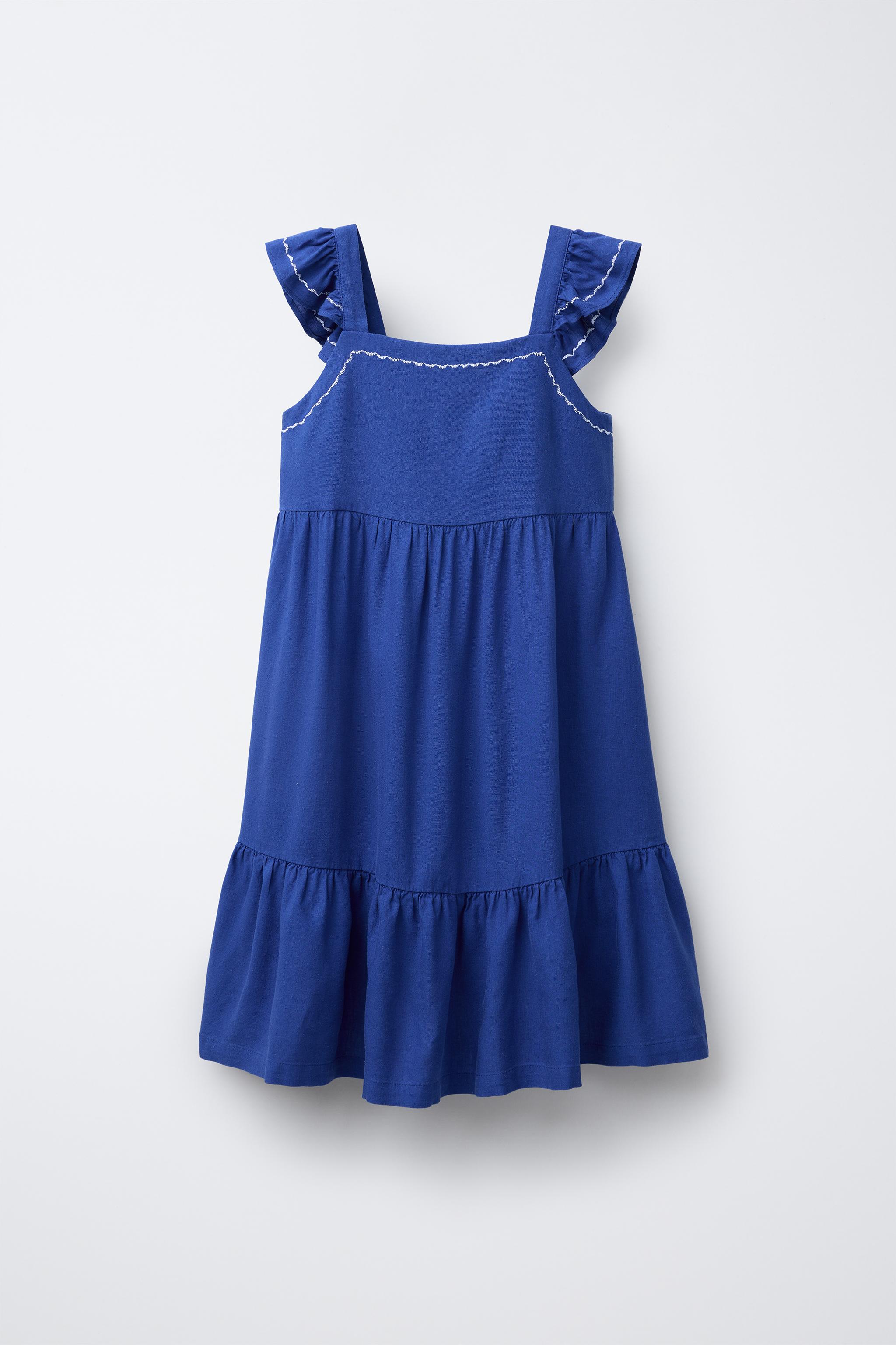 LINEN TOPSTITCHED DRESS