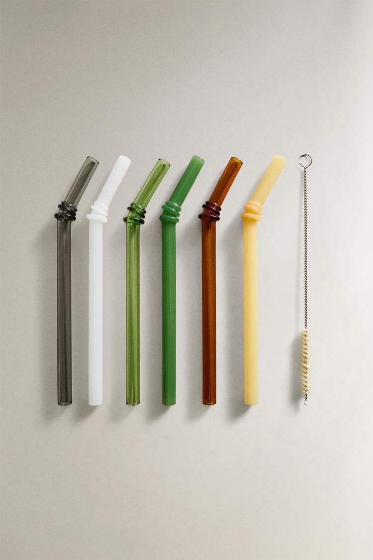 COLOURED GLASS STRAW PACK (PACK OF 6) - Zara product image